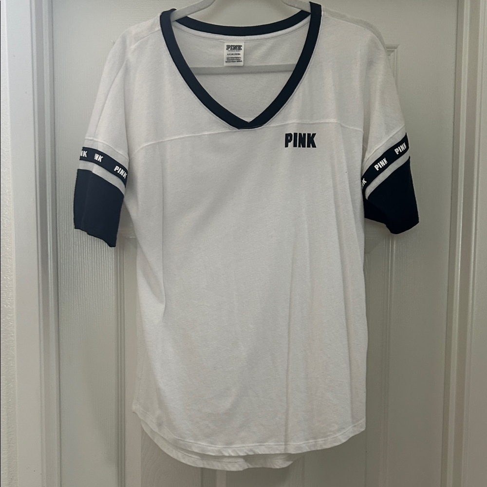 PINK Victoria's Secret Black and White Sleeve Tee